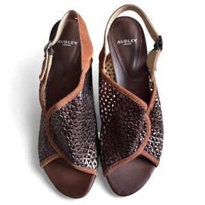 Audley London Bronze Woven Leather Slingback Sandals Made in Spain 40 (9)